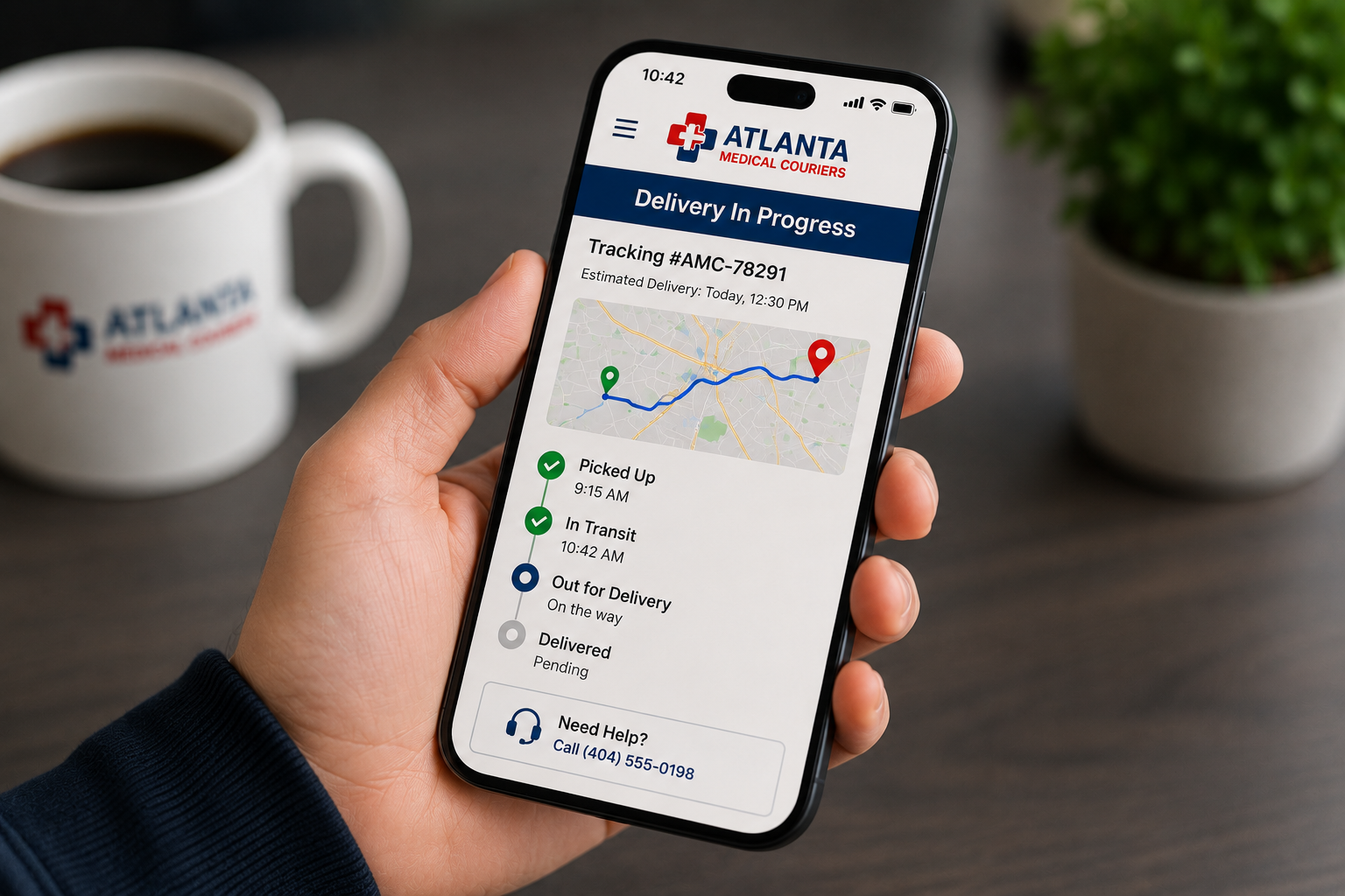 Medical delivery tracking displayed on a mobile phone